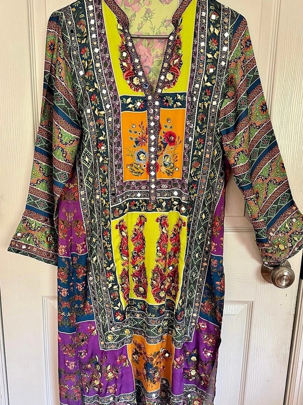 Multicolor screen print kurti set
